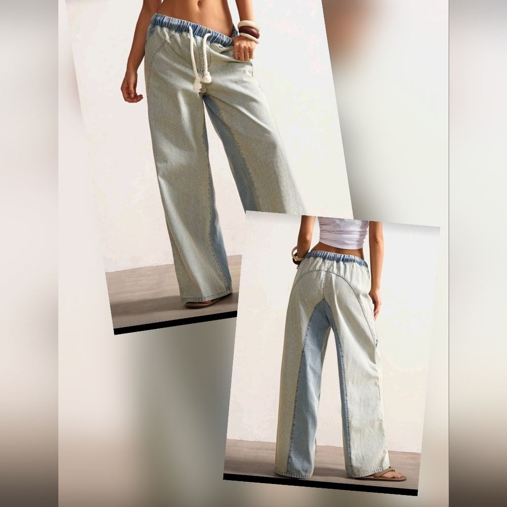 Bohemela Striped Pull-on Wide Leg Jeans NWT XL/12 Amazing Jeans